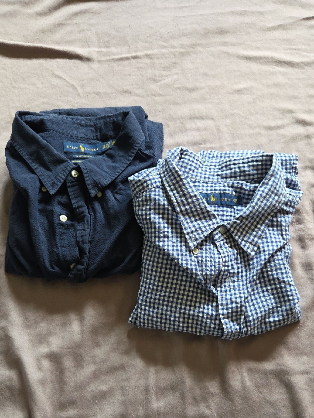 Ralph Lauren Navy Solid & Blue Gingham Button-Down Shirts
